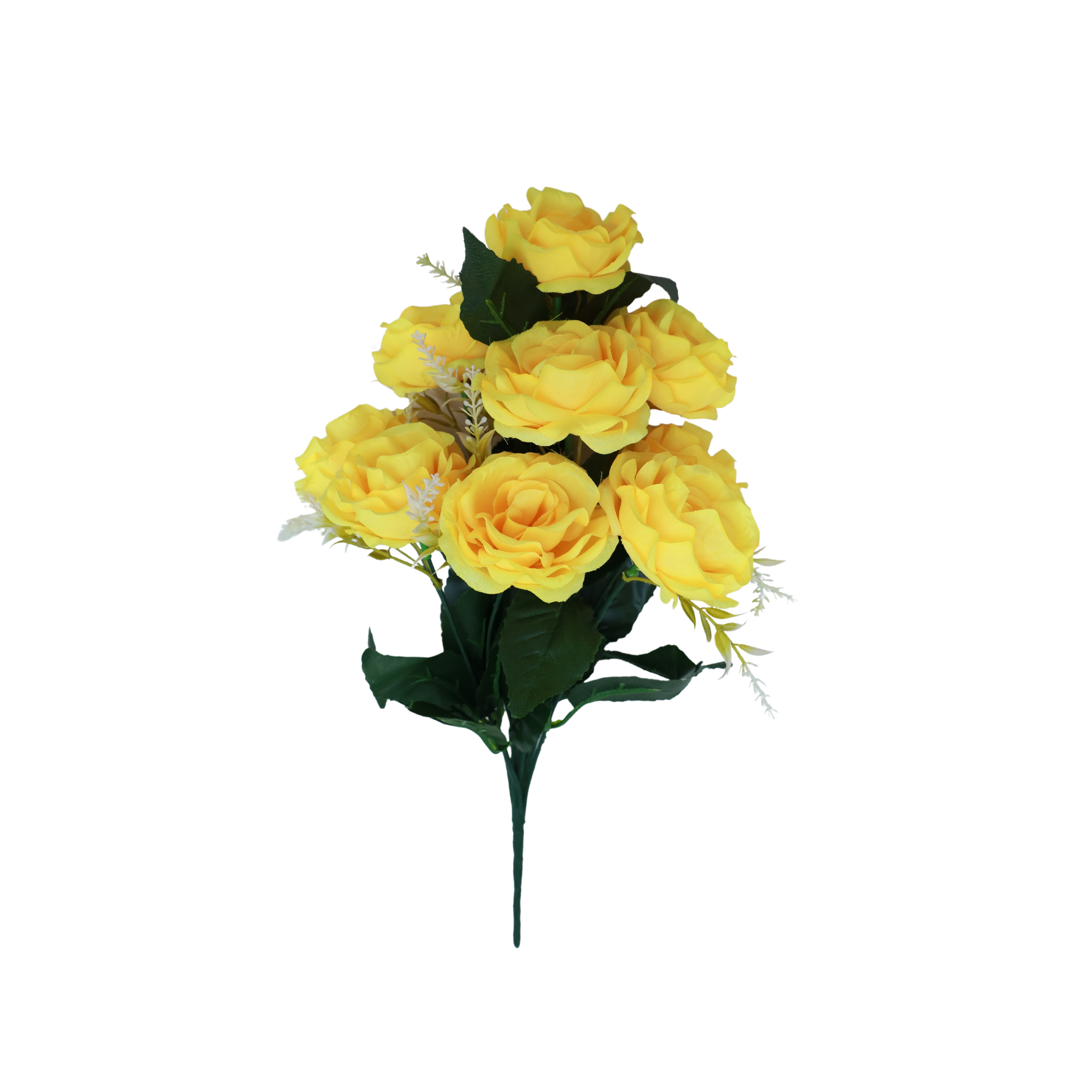 Artificial Rose Bunches | Realistic Faux Silk Rose Flowers with Green Leaves | Decorative Flower Bunch for Home, Office, Wedding & Vase Décor